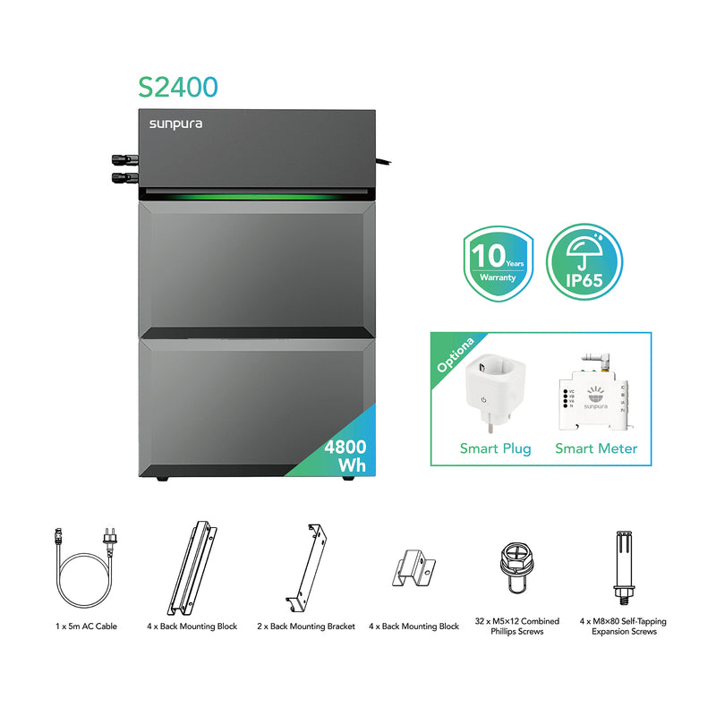 Laden Sie das Bild in Galerie -Viewer, S2400 – Die smarte All-in-One Lösung für Ihre Energieunabhängigkeit.
Das S2400 System vereint einen Hybridwechselrichter mit einem modularen Batteriespeicher (bestehend aus einem A2400 und einem oder mehreren B2400 Modulen). Einfach an eine herkömmliche Haushaltssteckdose anschließen – echtes Plug & Play.
Kompatibel mit Smart Metern und intelligenten Steckdosen ermöglicht das System eine nahezu vollständige Eigenverbrauchsoptimierung ohne nennenswerte Netzeinspeisung. Dank AC-Kopplung und Unterstützung