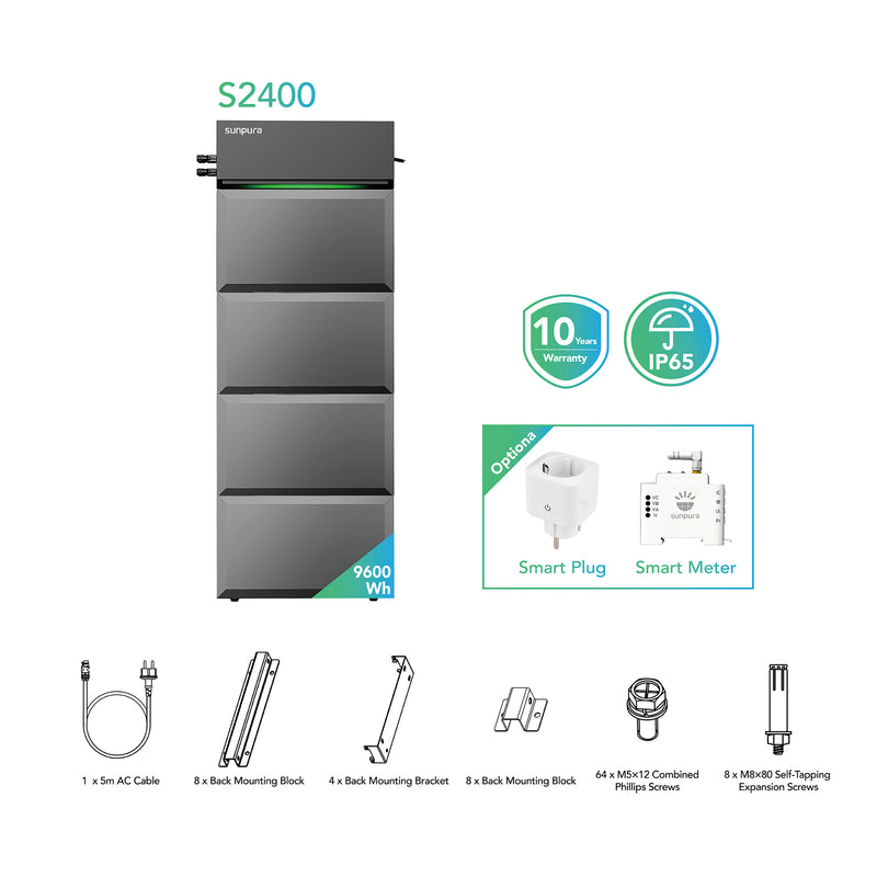 Laden Sie das Bild in Galerie -Viewer, Sunpura S2400 Plug & Play Balkonkraftwerk mit Speicher , AC/DC-Kopplung, Max Input 4400W, 2400Wh, AI HEMS