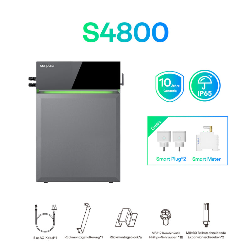 Laden Sie das Bild in Galerie -Viewer, Sunpura S4800 Plug&Play Balkonkraftwerk Speicher 4,8 kWh, AI-HEMS Energiemanagement System AC & DC gekoppelt, stapelbar
