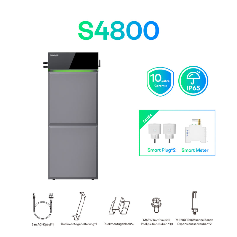 Laden Sie das Bild in Galerie -Viewer, Sunpura S4800 Plug&Play Balkonkraftwerk Speicher 4,8 kWh, AI-HEMS Energiemanagement System AC & DC gekoppelt, stapelbar