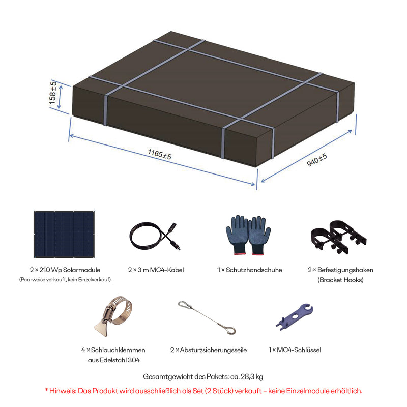 Load image into Gallery viewer, Light-Glass solar panels 210 Wp × 2
