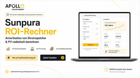 Sunpura S2400 ROI-Rechner für Stromspeicher, PV-Ertrag und Installationskosten