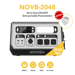 👉 Bis zum 30.11.2025: NOVB2048 kaufen – gratis Smart Plug dazu! NOVB-2048 – Die kompakte Komplettlösung für Solarstromspeicher. Der NOVB-2048 vereint MPPT-Laderegler, bidirektionalen Wechselrichter, Batterie und BMS in einem einzigen Gerät. Er unterstützt sowohl den netzgebundenen als auch den autarken Betrieb. Dank vielseitiger Anschlussmöglichkeiten eignet er sich ideal für den dauerhaften Einsatz in Balkonkraftwerken sowie für mobile Anwendungen wie Camping oder Gartenhaus. Beschreibung · Balkonbatterie