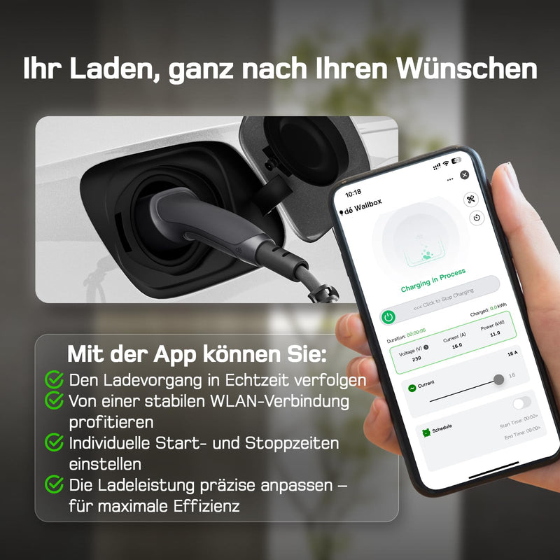 Laden Sie das Bild in Galerie -Viewer, De Mobile Ladestation 11 kW, 7 m, Schwarz, App-Steuerung
