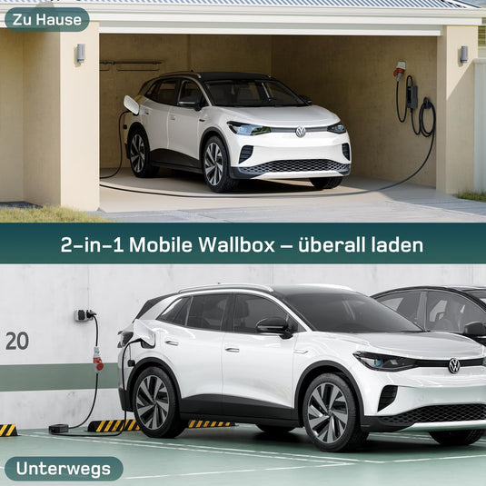 De Mobile Ladestation 11 kW, 7 m, Schwarz, App-Steuerung