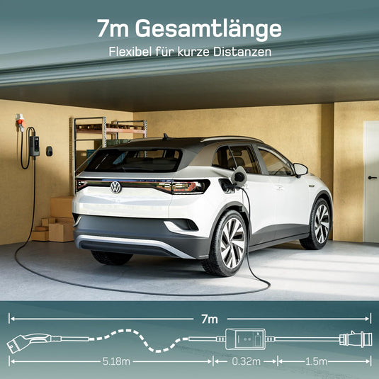 De Mobile Ladestation 11 kW, 7 m, Schwarz, App-Steuerung