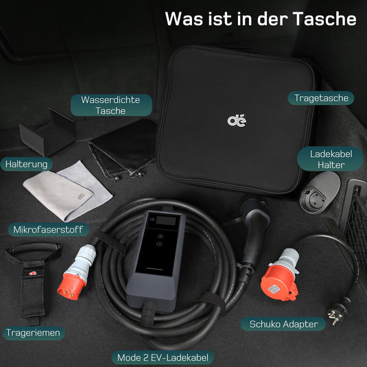 De Mobile Ladestation 11 kW, 7 m, Schwarz, App-Steuerung