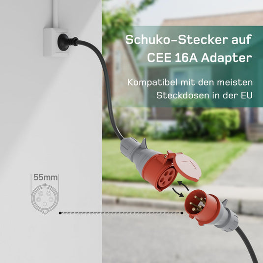 De Mobile Ladestation 11 kW, 7 m, Schwarz, App-Steuerung