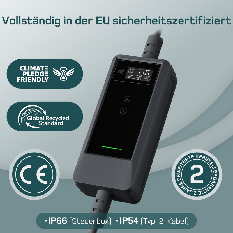 Laden Sie das Bild in Galerie -Viewer, De Mobile Ladestation 11 kW, 7 m, Schwarz, App-Steuerung

