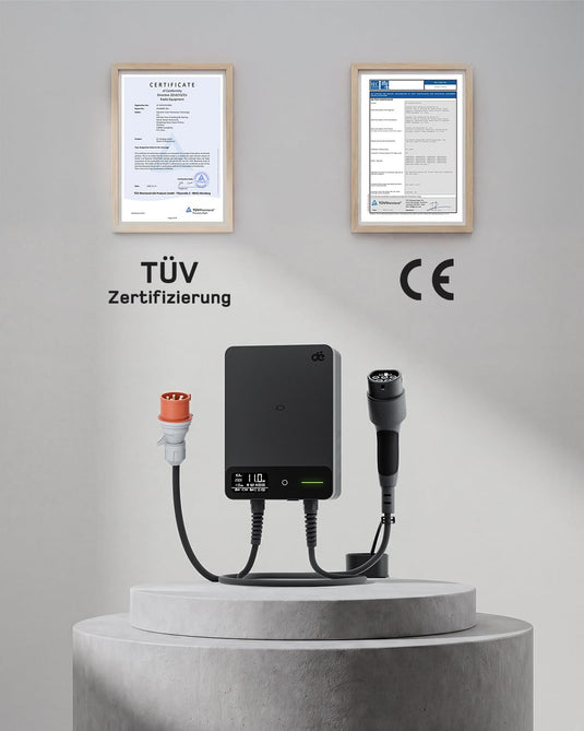 De EV Charger Wallbox 11kW, 7.5m cabel, Black