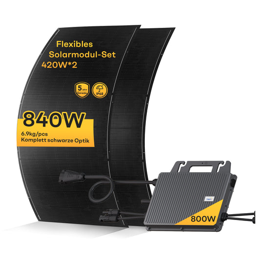 PV-Set 2 × 210 W Leichtglas-Solarmodule + 800 W Mikrowechselrichter | Plug-and-Play System