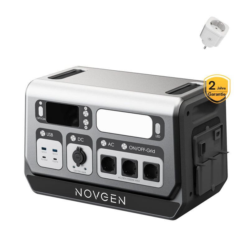 Laden Sie das Bild in Galerie -Viewer, Novgen NOVB2048 LiFePO₄ Balkonkraftwerk mit Speicher 2048Wh | 800W/2200W | Plug &amp; Play Solarspeicher
