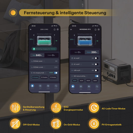 NOVB-2048 – Die kompakte Komplettlösung für Solarstromspeicher.
Der NOVB-2048 vereint MPPT-Laderegler, bidirektionalen Wechselrichter, Batterie und BMS in einem einzigen Gerät. Er unterstützt sowohl den netzgebundenen als auch den autarken Betrieb. Dank vielseitiger Anschlussmöglichkeiten eignet er sich ideal für den dauerhaften Einsatz in Balkonkraftwerken sowie für mobile Anwendungen wie Camping oder Gartenhaus.&nbsp;

der NOVB-2048 ist im Bereich 0 – 40 °C nutzbar (Entladung: –10 – 40 °C, Lagerung: –20 –