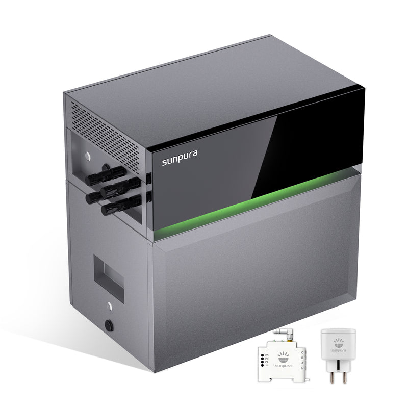 Laden Sie das Bild in Galerie -Viewer, Sunpura S2400 Plug &amp; Play Balkonkraftwerk mit Speicher , AC/DC-Kopplung, Max Input 4400W, 2400Wh, AI HEMS
