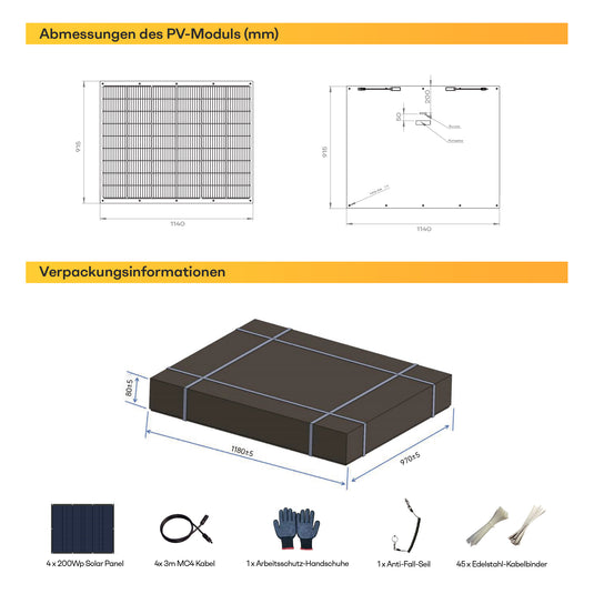 NOVGEN Flexible Solarmodule 200W Ultra Leicht Ideal für Balkon, Garten & Wohnmobil