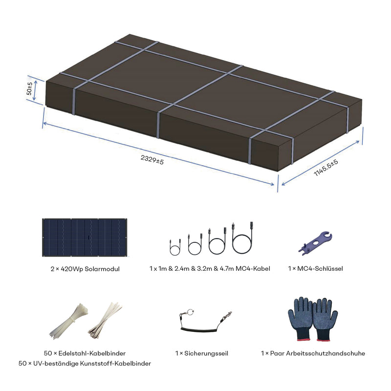 Laden Sie das Bild in Galerie -Viewer, NOVGEN Leicht Flexible Solarmodule 840 Wp (2×420 Wp) – Ultraleicht, Biegbar, für Balkon · Dach · Garten
