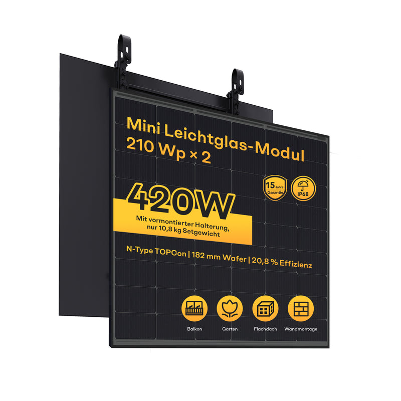 Laad de afbeelding in de Galerijviewer, Leichtstahl Solarmodul Set 210W x 2, N-Typ TOPCon 182 Wafer Vollschwarz
