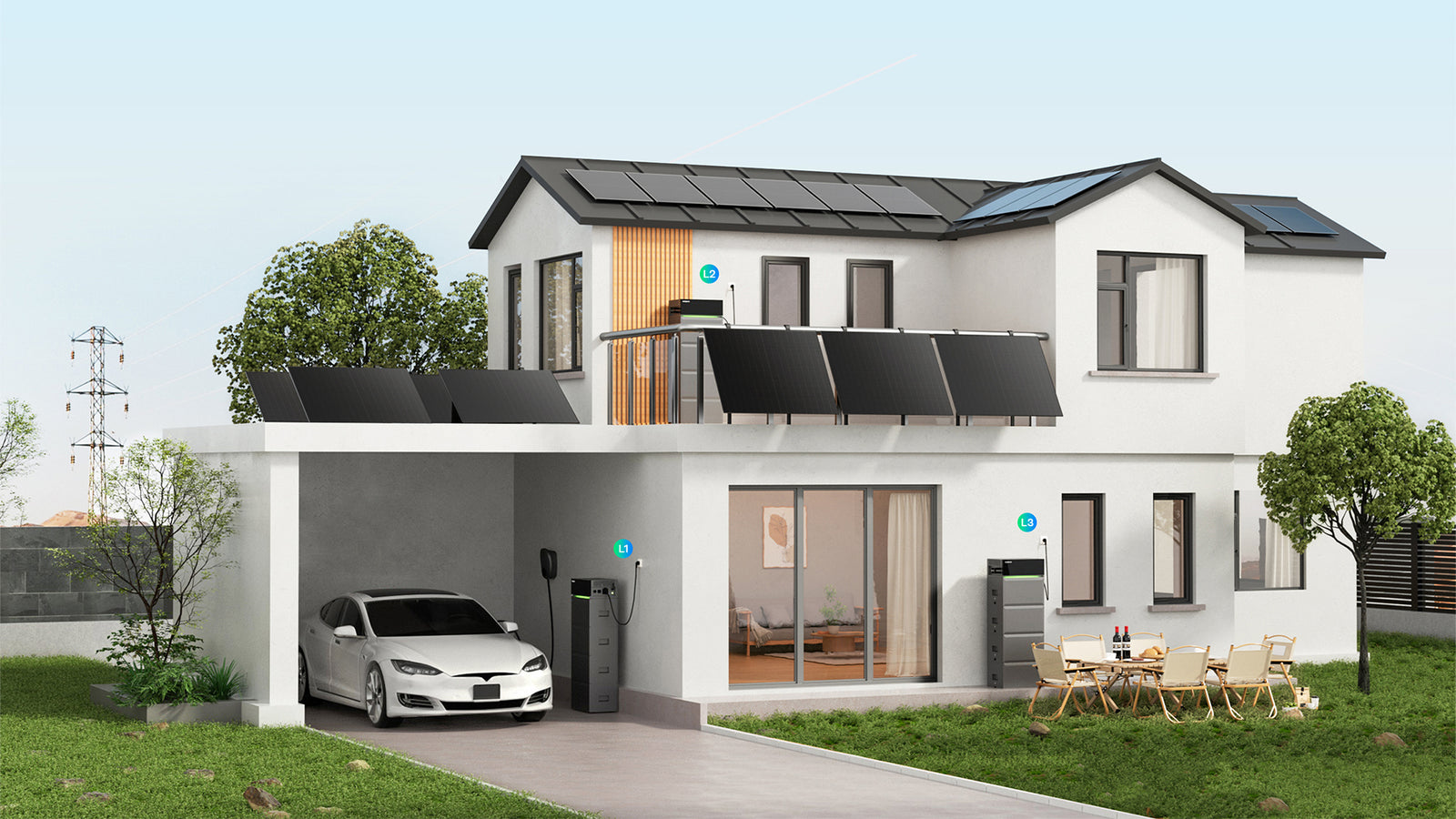 Sunpura S2400 Batteriespeicher im Sommerbetrieb mit Photovoltaikanlage, effiziente Eigenverbrauchsoptimierung, 3 phrasen